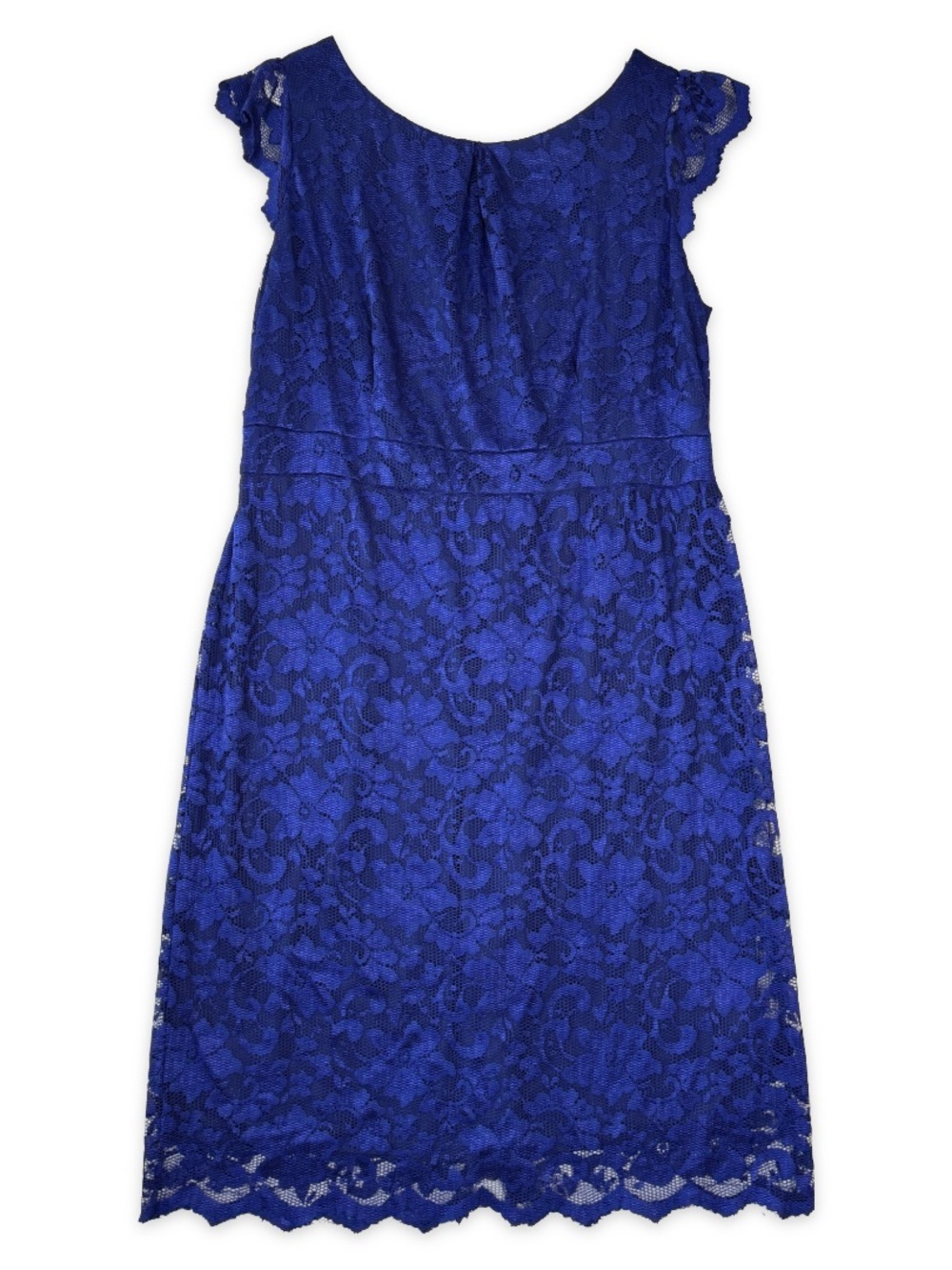 ABS Collection Dress Womens Plus 18W Blue Lace Evening Midi Dress Lined Stretch‎